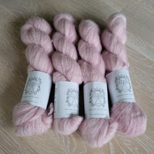 Load image into Gallery viewer, Foir skeins of light pink fluffy yarn 